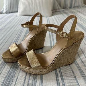 Michael Kors - Jill gold espadrille wedge sandals size 9